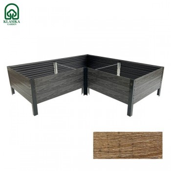 Paaugstinātā dārza dobe KLASIKA Woodlook L – formas, brūna: 146x146x30 cm