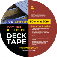 FASTSHIFTER TOP-TIER augstākās klases butila aizsarglente terases lāgām 50 mm × 20 m