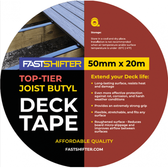 FASTSHIFTER TOP-TIER augstākās klases butila aizsarglente terases lāgām 50 mm × 20 m