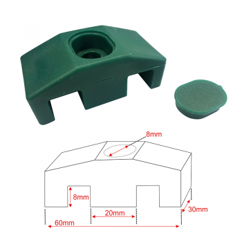 2D 6/5/6 paneļa stiprinājums 60*30/Ø8 RAL6005 zaļš 60*30/Ø8mm
