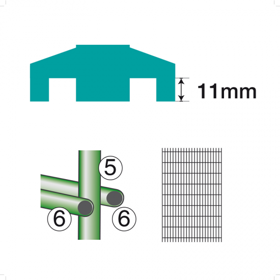 2D 8/6/8 paneļa stiprinājums 60*30/Ø8 RAL9005 melns 60*30/Ø8mm