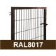 Kvadrātprofilu vārtu vērtne W1M RAL8017 brūns H1.2 W1.0m