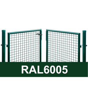 Divviru vārti ar apaļajiem stabiem RAL6005 zaļš H1.5 W3.0m
