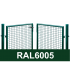 Divviru vārti ar apaļajiem stabiem RAL6005 zaļš H1.75 W3.0m