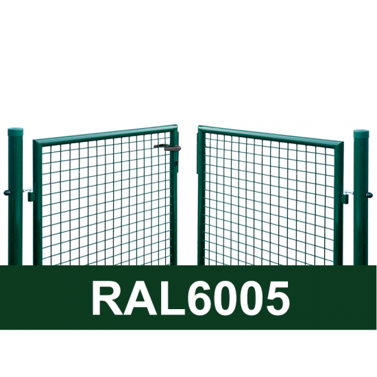 Divviru vārti ar apaļajiem stabiem RAL6005 zaļš H2m W4.0m