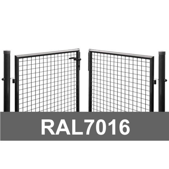 Divviru vārti ar apaļajiem stabiem RAL7016 pelēks H1.5 W4.0m