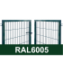 Kvadrātprofilu vārtu vērtnes W4M RAL6005 zaļš H1.5 W4.0m