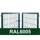 Kvadrātprofilu vārtu vērtnes W4M RAL6005 zaļš H1.5 W4.0m