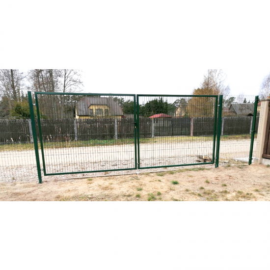Kvadrātprofilu vārtu vērtnes W4M RAL6005 zaļš H1.5 W4.0m