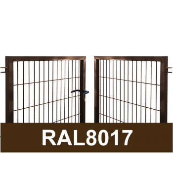 Kvadrātprofilu vārtu vērtnes W4M RAL8017 brūns H1.5 W4.0m