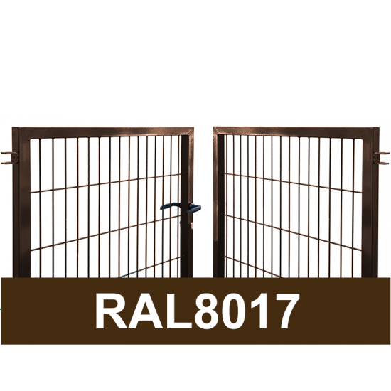 Kvadrātprofilu vārtu vērtnes W4M RAL8017 brūns H1.5 W4.0m