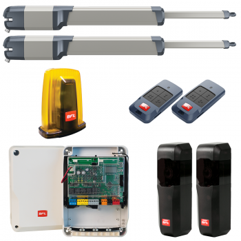 Veramo vārtu automātikas komplekts KUSTOS BT (KUSTOS BT motors x 2 + THALIA vadības bloks + MITTO4 pults x 2 + COMPACTA foto sensori + RADIUS lampa) B40 24V W6.0M 1400KG