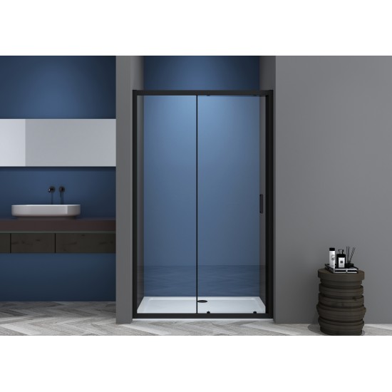 Dušas durvis VENTO Asti 100X195 cm, stikls 6mm Easy Clean caurspīdīgs, melns profils