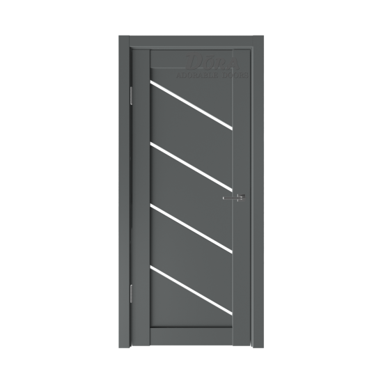 Ar PVC pārklājumu durvju komplekts - vērtne, kārba, 2 eņģes Diagonal-1 Antracīts