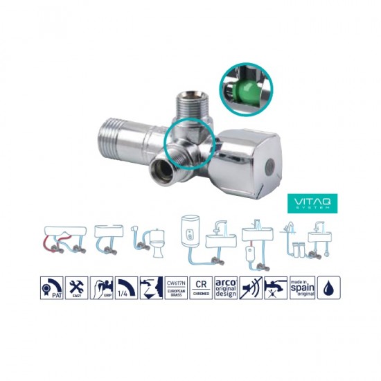 Dekoratīvais ventīlis ARCO A80 TWIN 1/2”-3/8”-3/8”