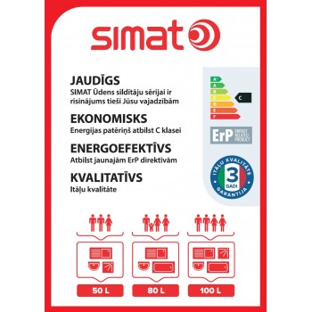 Ūdens sildītājs SIMAT 50 L, vertikāls