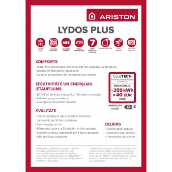 Ūdens sildītājs Ariston LYDOS PLUS 100 L, vertikāls