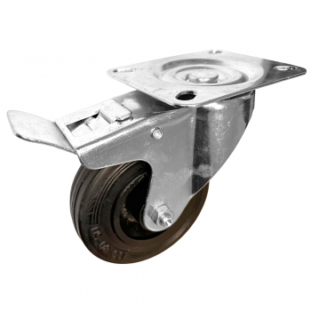 Gumijas atbalsta ritenis ar bremzi / grozāms 100*26mm; 60Kg