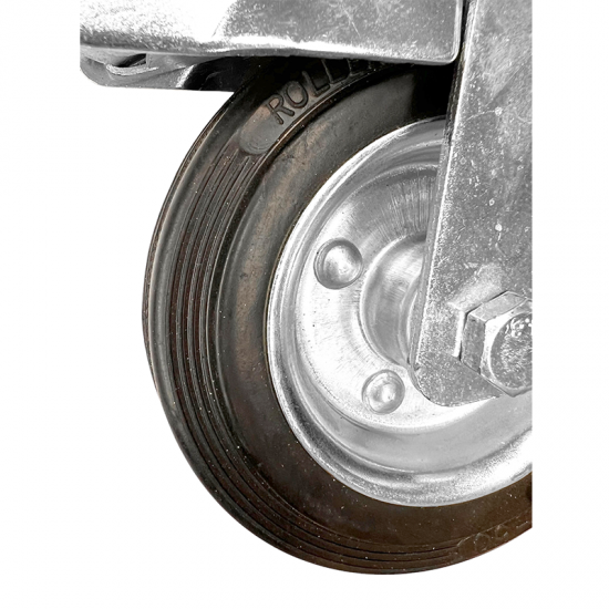 Gumijas atbalsta ritenis ar bremzi / grozāms 125mm AR/W BR GUM/RUB 140Kg