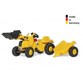 RollyKid CAT traktors, iekrāvējs un piekabe