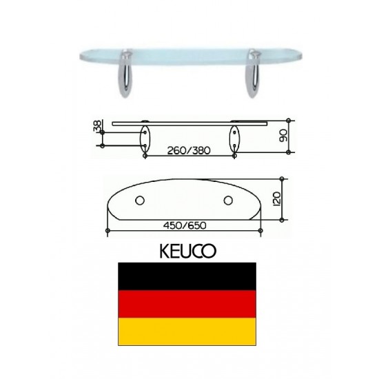 Stikla plaukts ar stiprin., 450x120x10mm, CLEO
