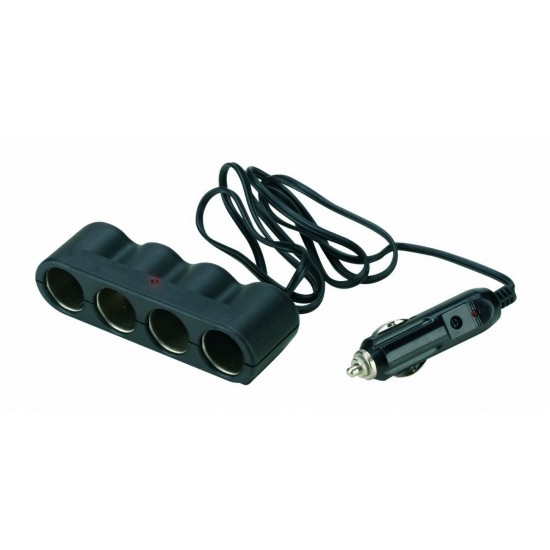 Četrvietīga ligzda ar pagarināmu vadu 12V/24V 