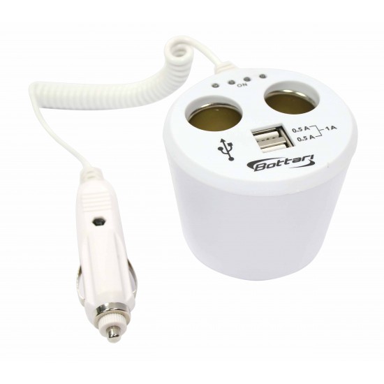 Dubultā piepīpēšanas  ligzda  +2USB portiem 1AMP 