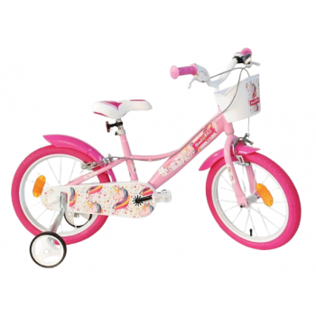 Bērnu velosipēds Bimbo Bike 16'' ''UNICORN STAR'', balts/ rozā