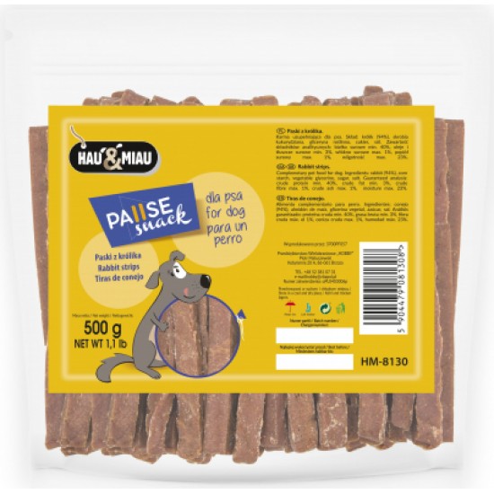 HAU&MIAU rabbit strips 500g - Truša gaļas stremelītes