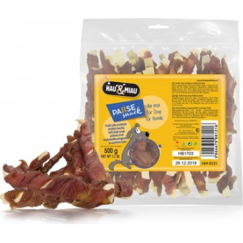 HAU&MIAU fish sticks with soft duck 500g - Zivs gaļas kociņi ar pīli, papildbarība pieaugušiem suniem