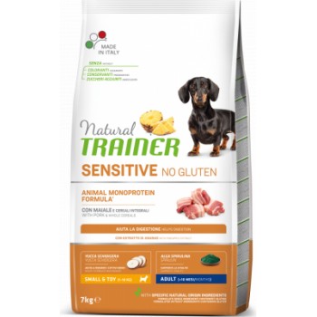 NT DOG SENSITIVE NO GLUTEN ADULT MINI PORK 7 KG - pilnvertīga bezglutēna sausā barība ar cūkgaļu pieaugušiem mazo šķirņu suņiem