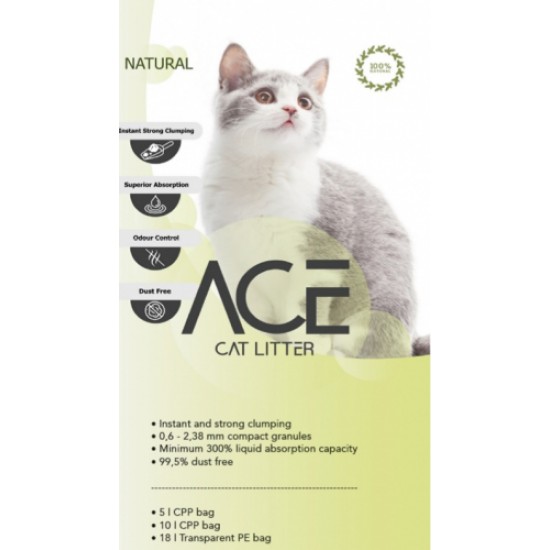 ACE Natural CAT LITTER 10 LT - cementējošās smiltis kaķu tualetei 10 L