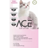 ACE Baby Powder CAT LITTER 20 LT - cementējošās smiltis kaķu tualetei ar bērnu pūderi 20 L
