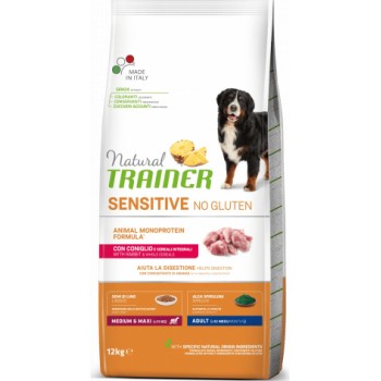 NT DOG SENSITIVE NO GLUTEN ADULT MEDIUM/MAXI RABBIT 12 KG - PILNVĒRTĪGA BEZGLUTĒNA AR TRUSI LIELO UN VIDĒJO ŠĶIRŅU PIEAUGUŠIEM SUŅIEM