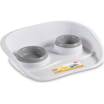 Stefanplast SET DINNER neslīdoša paplāte ar bļodām (pelēks/balts)