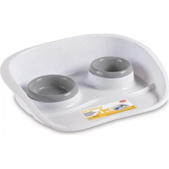 Stefanplast SET DINNER neslīdoša paplāte ar bļodām (pelēks/balts)