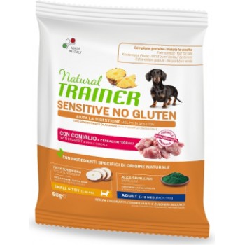 NT DOG SENSITIVE NO GLUTEN ADULT MINI RABBIT 60G - PILNVĒRTĪGA BEZ GLUTĒNA AR TRUŠA GAĻU UN PILNGRAUDU GRAUDAUGIEM MAZU/ĻOTI MAZU ŠĶIRŅU PIEAUGUŠIEM SUŅIEM