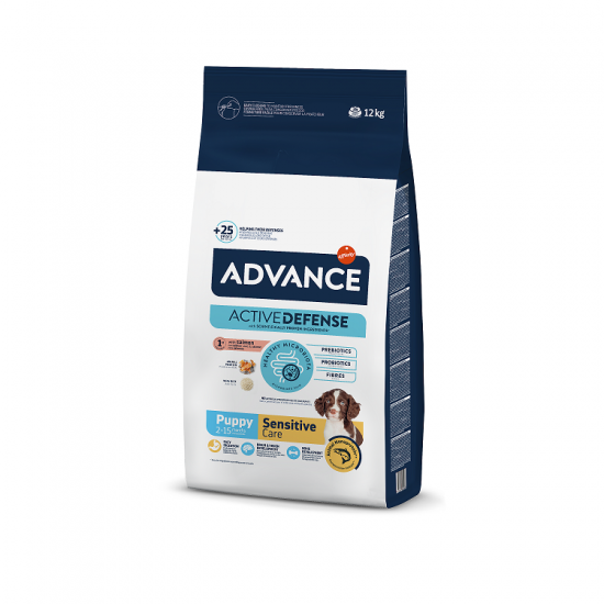ADVANCE DOG PUPPY SENSITIVE 12,0KG - JUTĪGIEM KUCĒNIEM (LASIS UN RĪSI)