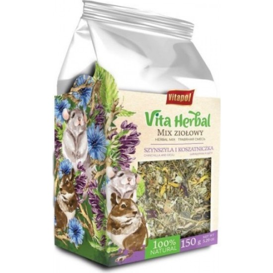 Vitapol VITA HERBAL for chinchila and degu, herbal mix 150 g - papildabtība, zāļu maisījums šinšillām un degu