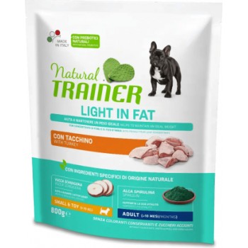 NATURAL TRAINER DOG ADULT WEIGHT CARE SMALL&TOY TURKEY 0,8 KG - Pilnvertīga sausā barība ar tītaru svara kontrolei pieaugušiem mazo un ļoti mazo šķirņu suņiem