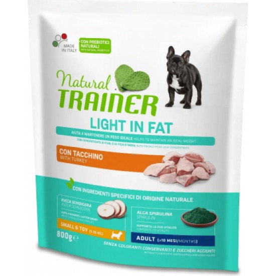 NATURAL TRAINER DOG ADULT WEIGHT CARE SMALL&TOY TURKEY 0,8 KG - Pilnvertīga sausā barība ar tītaru svara kontrolei pieaugušiem mazo un ļoti mazo šķirņu suņiem