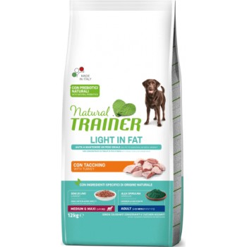 NATURAL TRAINER DOG WEIGHT CARE ADULT MEDIUM/MAXI TURKEY 12KG - Pilnvērtīga un sabalansēta barība svara kontrolei lielo/vidējo šķirņu pieaugušiem suņiem
