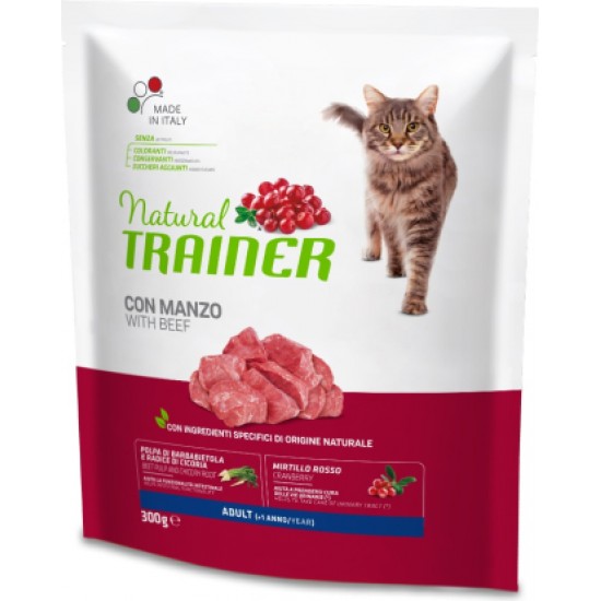 NT CAT ADULT WITH BEEF 300 gr - pilnvērtīga un sabalansēta barība pieaugušiem kaķiem no 1 gada vecuma, ar liellopu gaļu