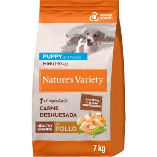 Nature's Variety Dog Healthy Grain Puppy Mini Chicken Free Range 7kg - pilnvērtīga sausa barība mazo šķirņu kucēniem (2-12 mēneši)