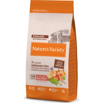 Nature's Variety Cat No Grain Sterilized Norwegian Salmon 7Kg - pilnvērtīga barība pieaugušiem sterilizētiem kaķiem, ar lasi un bez graudiem