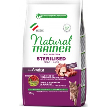 NT CAT ADULT STERILISED DUCK 1,5 KG - pilnvērtīga un sabalansēta sausa barība sterilizētiem pieaugušiem kaķiem no 1 gada vecuma
