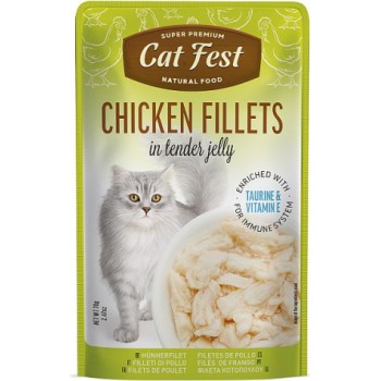 CatFest Vistas gaļa želejā 70g - Pilnvērtīgs ēdiens no vistas gaļas gabaliņiem želejā