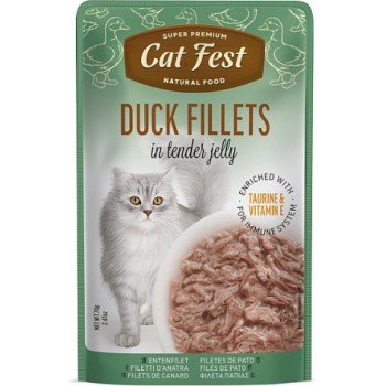 CatFest Duck Fillets in Jelly 70g - Pilnvērtīga barība pieaugušiem kaķiem, pīles fileja maigā želejā