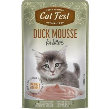 CatFest Kitten Duck Meat Mousse 70g - Mitrā papildbarība ar pīles gaļu ar maigu putētu tekstūru, ideāli piemērota maziem kaķēniem
