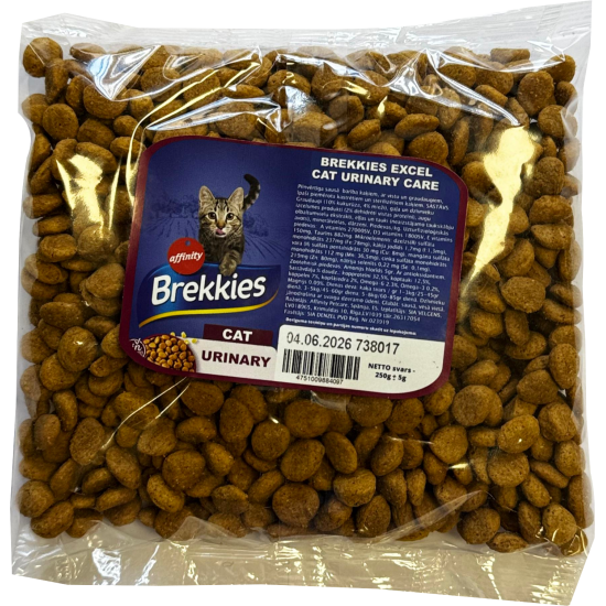 Fasētā barība Brekkies Cat Urinary care 0,25kg - pilnvērtīga barība pieaugušiem kaķiem, kas veicina urīnceļu veselību.